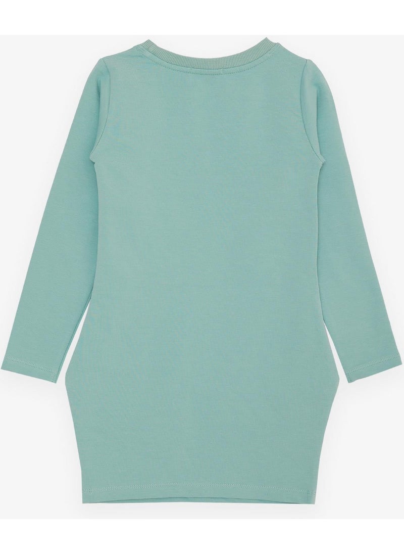 Girl's Tunic Happiness Themed Text Printed 8-12 Years, Mint Green