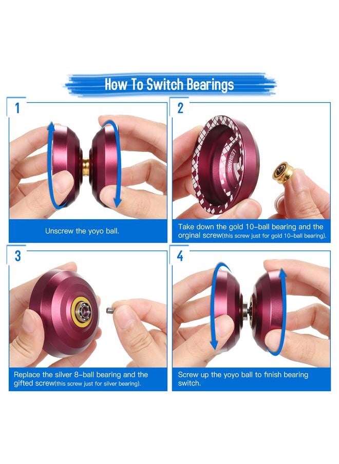 2 Pack Professional Yo Balls Aluminum Alloy Responsive YoYo with Unresponsive Bearing for Professionals Beginners