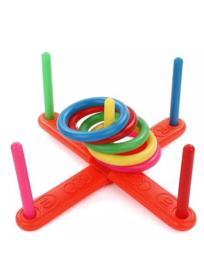Cross Five Ring Toy Educational Skill Development Diameter 13cm Column Height 17cm Throwing Toys for Kids
