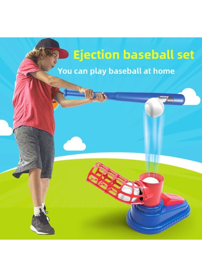 Kids Baseball Ticket Machine Launcher Set Ball Games Indoor Outdoor Sports Toys Baseball Practice Machine-Color:Foot Style (total 6 Balls)