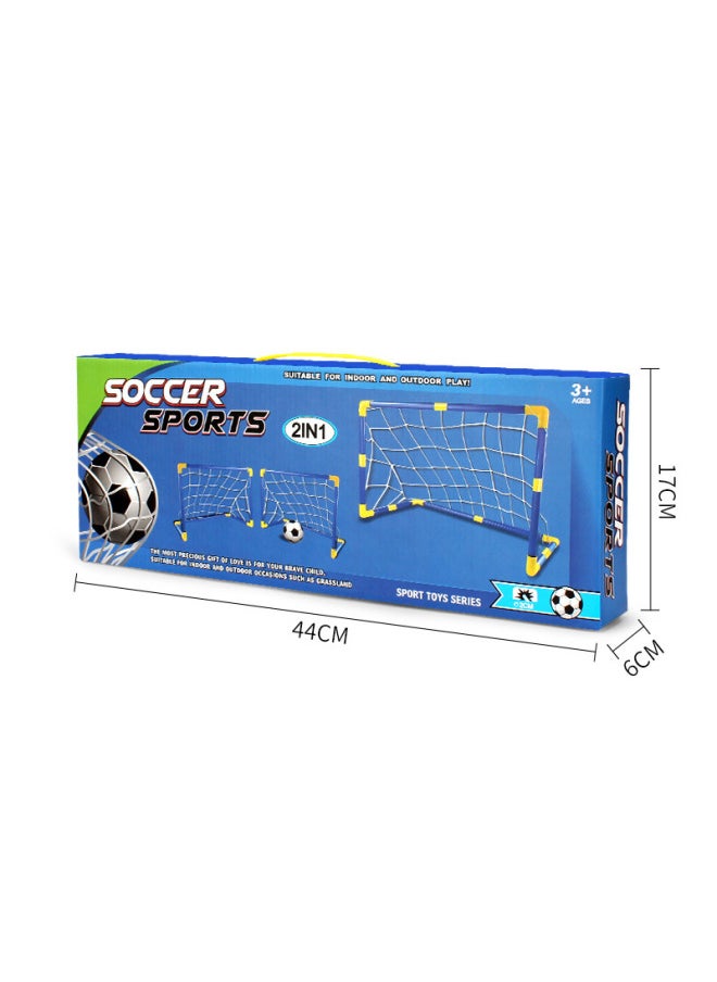 Children's Outdoor Indoor Plastic Soccer Door Combination Toy Disassembly DIY Sports Soccer Frame Toy 84cm-Color:Double Door (two In One) + Suspended Football