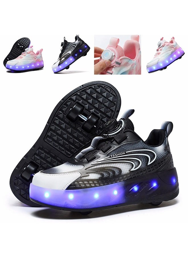 Kids Roller Skates LED Two-Wheel Flash Stylish Shiny Sneaker Skates With Wheels and Lightning Soles For Easy Swivel Buckle Kids Shoes