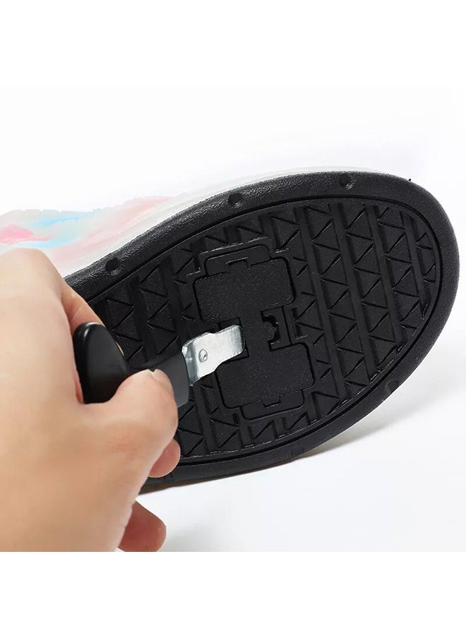 Kids Roller Skates LED Two-Wheel Flash Stylish Shiny Sneaker Skates With Wheels and Lightning Soles For Easy Swivel Buckle Kids Shoes