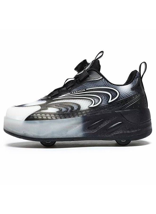 Kids Roller Skates LED Two-Wheel Flash Stylish Shiny Sneaker Skates With Wheels and Lightning Soles For Easy Swivel Buckle Kids Shoes