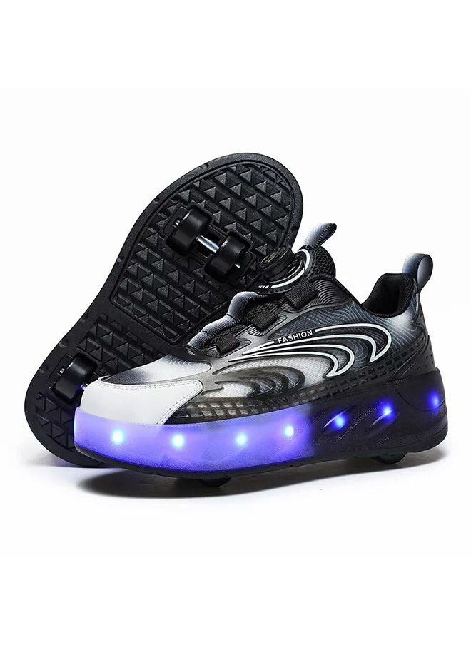 Kids Roller Skates LED Two-Wheel Flash Stylish Shiny Sneaker Skates With Wheels and Lightning Soles For Easy Swivel Buckle Kids Shoes