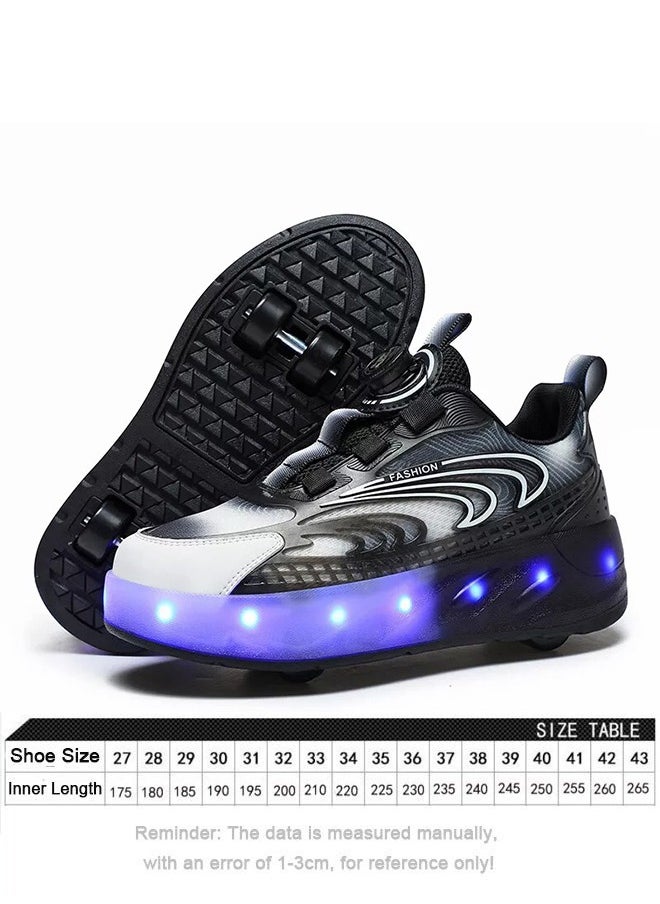 Kids Roller Skates LED Two-Wheel Flash Stylish Shiny Sneaker Skates With Wheels and Lightning Soles For Easy Swivel Buckle Kids Shoes