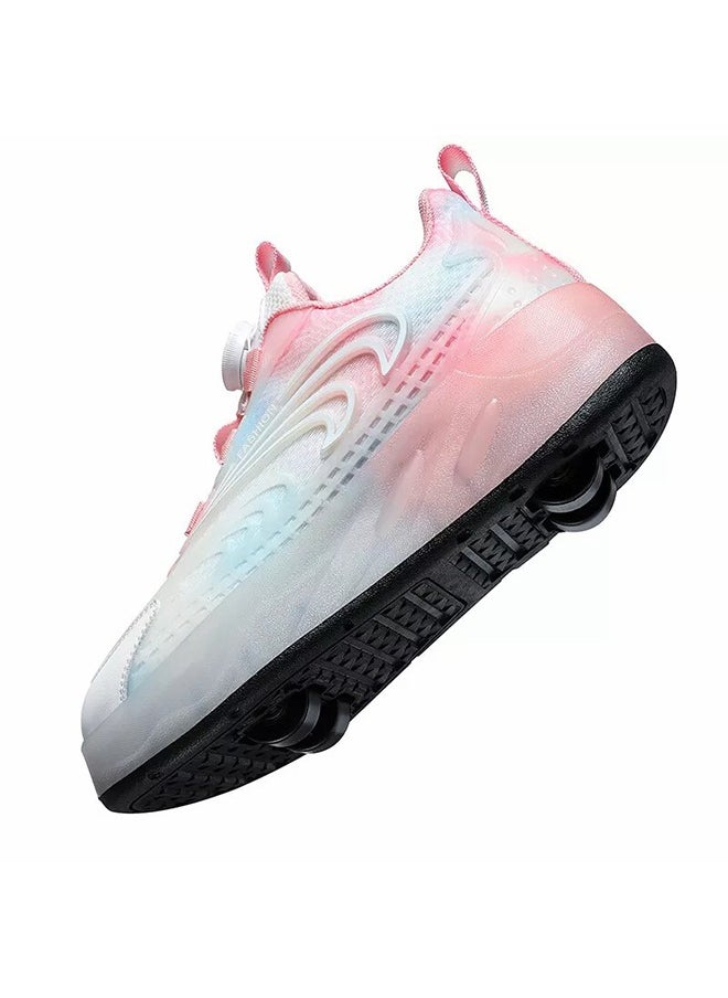 Kids Roller Skates LED Two-wheel Flash Stylish Shiny Sneaker Skates with Wheels and Lightning Soles for Easy Swivel Buckle Kids Shoes