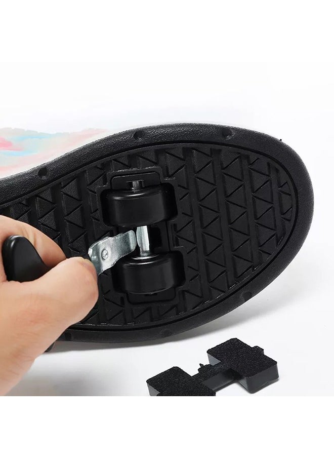Kids Roller Skates LED Two-wheel Flash Stylish Shiny Sneaker Skates with Wheels and Lightning Soles for Easy Swivel Buckle Kids Shoes