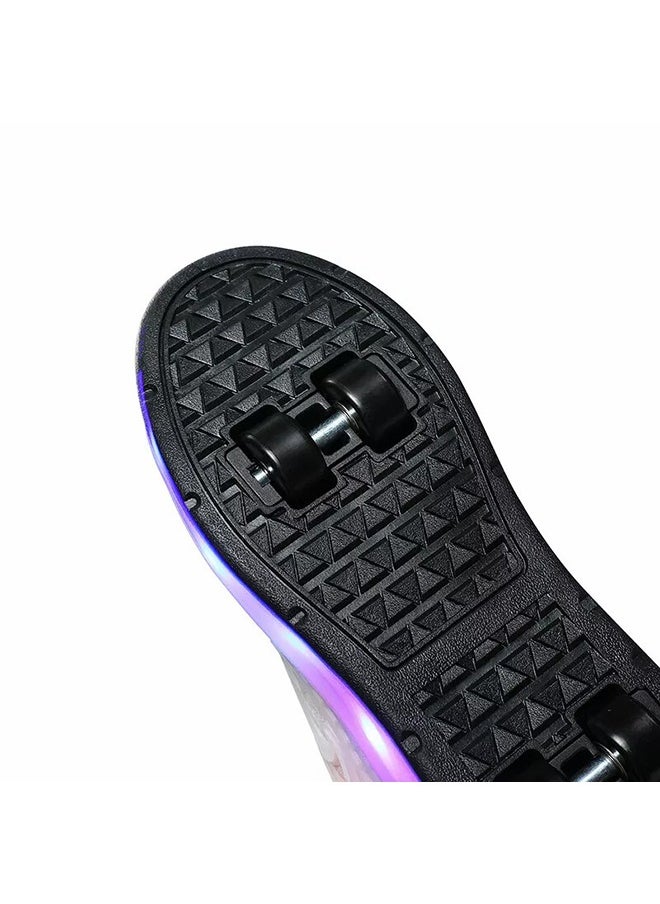 Kids Roller Skates LED Two-wheel Flash Stylish Shiny Sneaker Skates with Wheels and Lightning Soles for Easy Swivel Buckle Kids Shoes