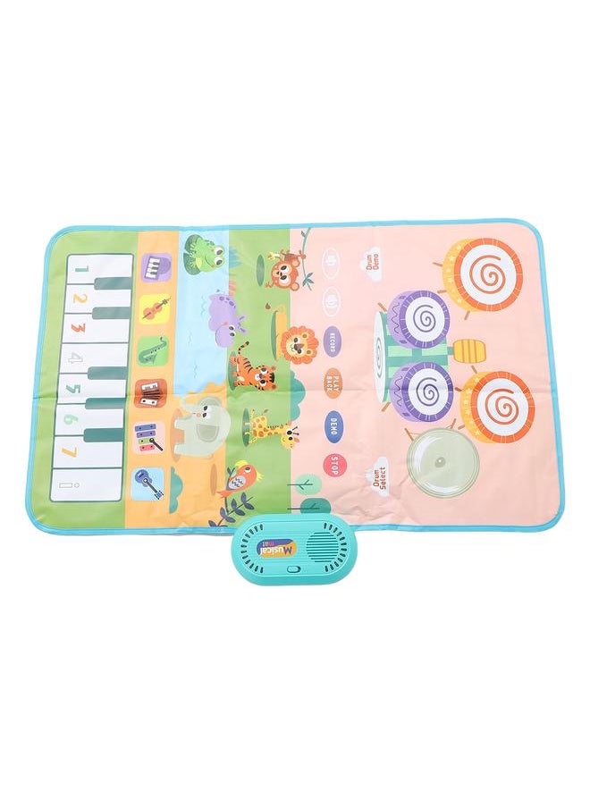 Toddler Musical Mat Touch Play Baby Piano Keyboard Drum Pad Toy with 2 Sticks for Boys Girls Early Education Animal Type