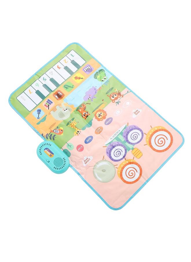 Toddler Musical Mat Touch Play Baby Piano Keyboard Drum Pad Toy with 2 Sticks for Boys Girls Early Education Animal Type