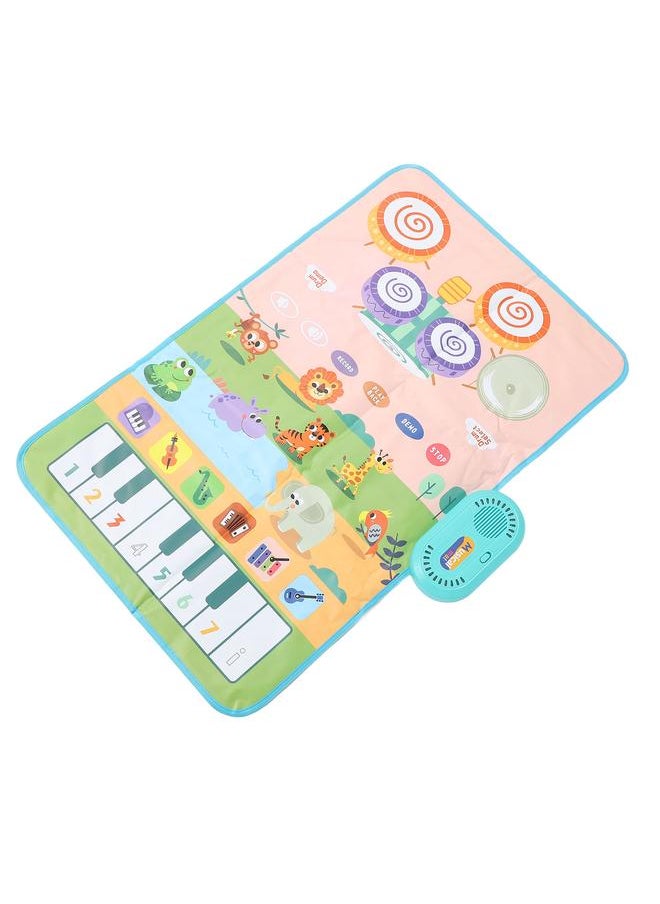 Toddler Musical Mat Touch Play Baby Piano Keyboard Drum Pad Toy with 2 Sticks for Boys Girls Early Education Animal Type