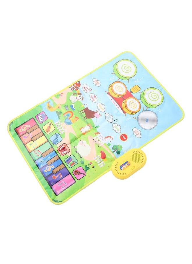 Toddler Musical Mat Touch Play Baby Piano Keyboard Drum Pad Toy with 2 Sticks for Boys Girls Early Education Farm Type