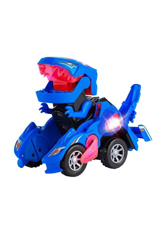Transforming Dinosaur Car Toy Musical Safety Children for Kids Blue