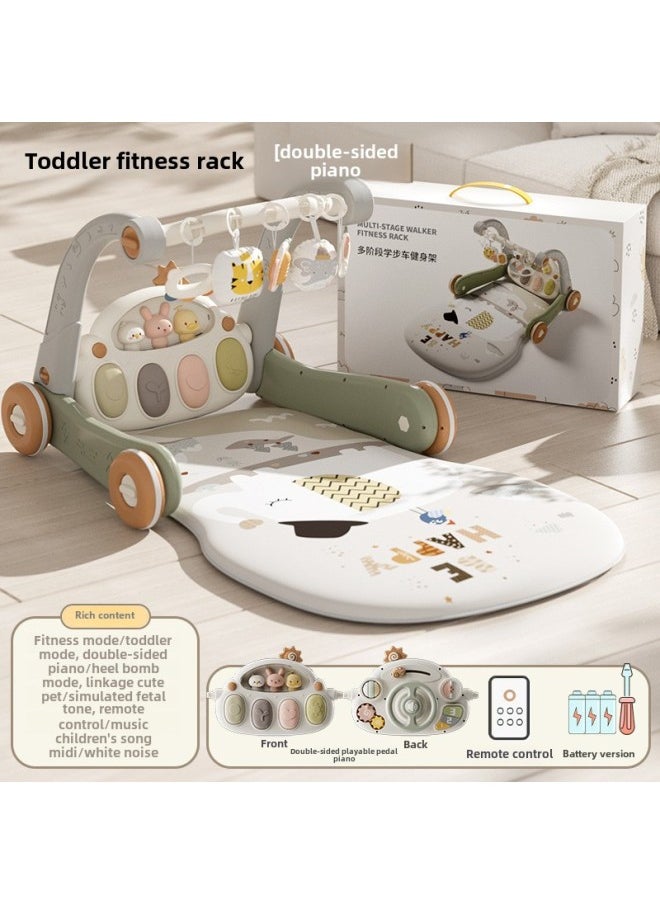 Baby Pedal Piano Trolley Fitness Rack Baby Educational Early Education Toys Newborn Fitness Toys Gift Box-Color:Remote Control Version [double-sided Piano] Bud Gray Ordinary Battery Screwdriver