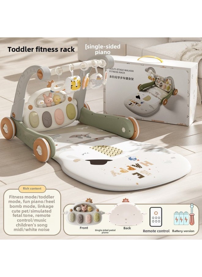 Baby Pedal Piano Trolley Fitness Rack Baby Educational Early Education Toys Newborn Fitness Toys Gift Box-Color:Remote Control Version [single-sided Piano] Bud Gray Ordinary Battery Screwdriver