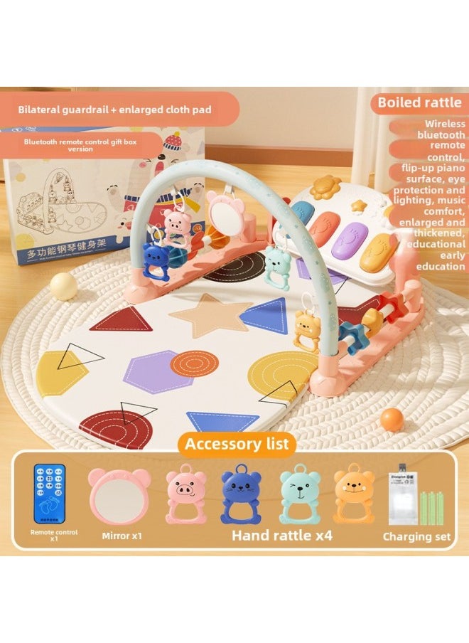 Pedal Piano Newborn Baby Fitness Rack Baby Boys And Girls Music Toys 0-1 Years 3-6 Months 12-Color:Bluetooth Remote Control Guardrail [gift Box] Pink + Charging-Specifications:Default