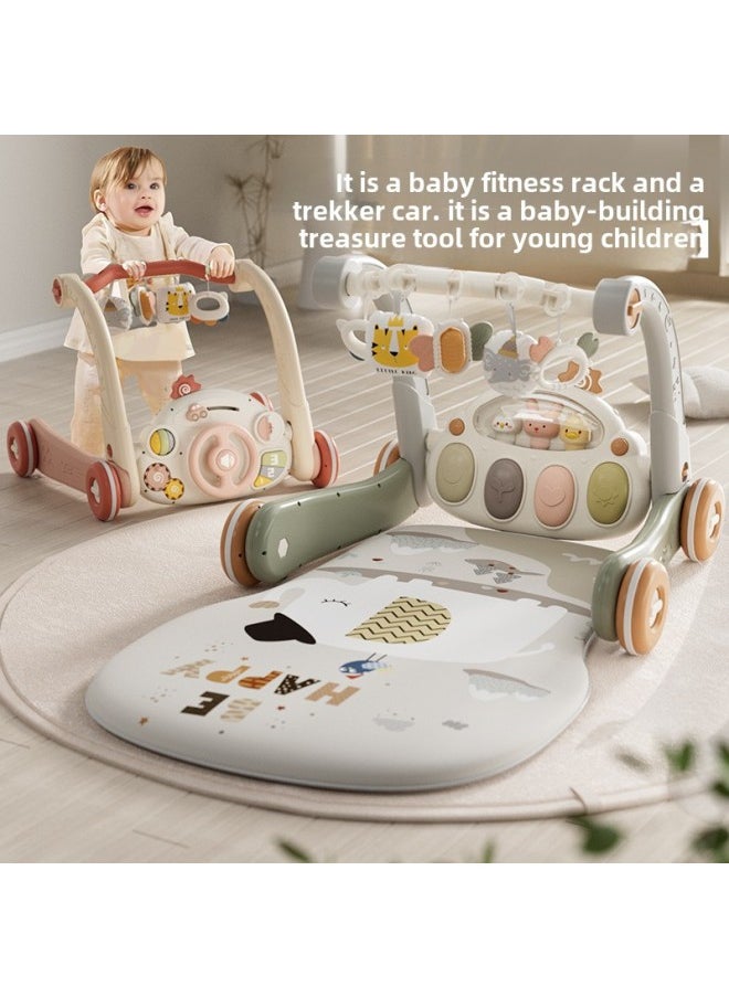 Baby Pedal Piano Trolley Fitness Rack Baby Educational Early Education Toys Newborn Fitness Toys Gift Box-Color:Remote Control Version [double-sided Piano] Bud Gray Rechargeable Battery Screwdriver
