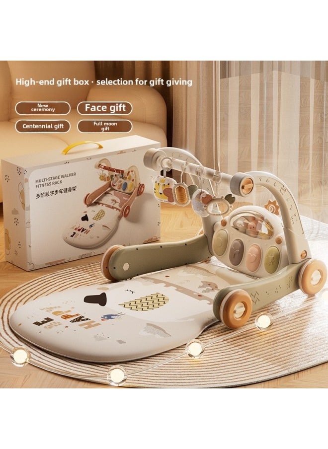 Baby Pedal Piano Trolley Fitness Rack Baby Educational Early Education Toys Newborn Fitness Toys Gift Box-Color:Bluetooth Version [double-sided Piano] Bud Gray Ordinary Battery Screwdriver