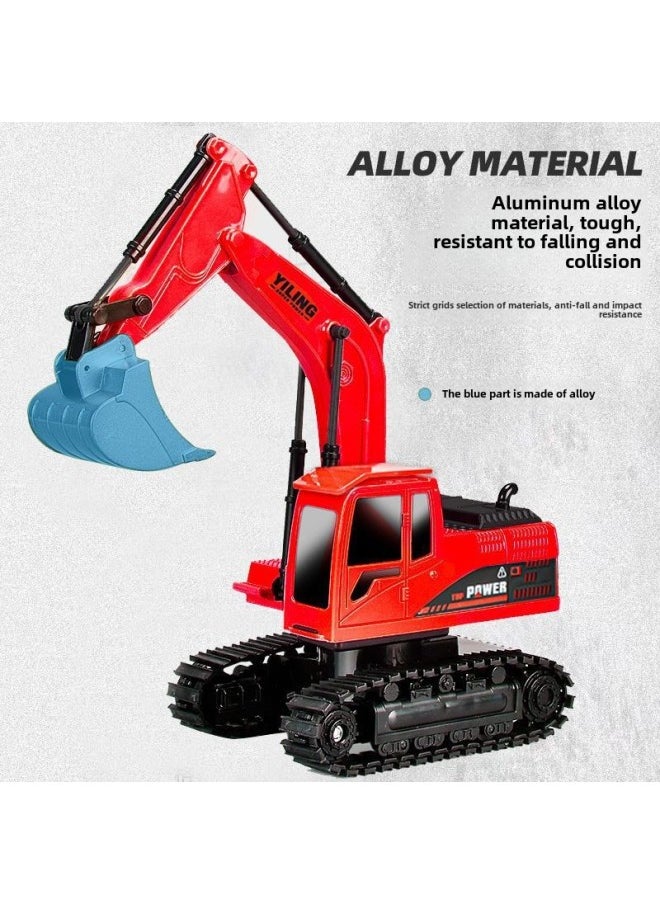 Remote Control Excavator Children's Alloy Digging Toy Wireless Electric Engineering Vehicle Large Boy Birthday Gift-Color:❉ ✲ ❀ ✿ 6-way Alloy Excavator  ✿ ❀ ✲ ❉-Proportion:❉✲❀✿Medium Configuration  6 Cars✿❀✲❉