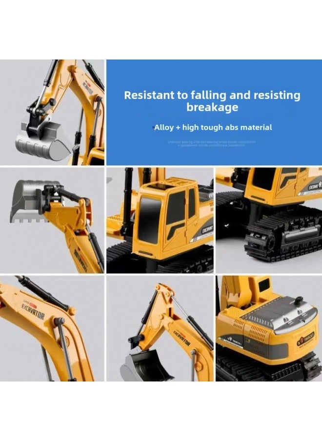Remote Control Excavator Children's Alloy Digging Toy Wireless Electric Engineering Vehicle Large Boy Birthday Gift-Color:❉ ✲ ❀ ✿ 6-way Alloy Excavator  ✿ ❀ ✲ ❉-Proportion:❉✲❀✿Medium Configuration  6 Cars✿❀✲❉