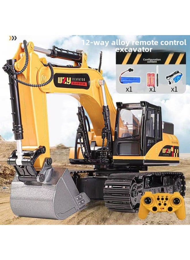 Remote Control Excavator Children's Alloy Digging Toy Wireless Electric Engineering Vehicle Large Boy Birthday Gift-Color:❉ ✲ ❀ ✿ 6-way Alloy Excavator  ✿ ❀ ✲ ❉-Proportion:❉✲❀✿Medium Configuration  6 Cars✿❀✲❉