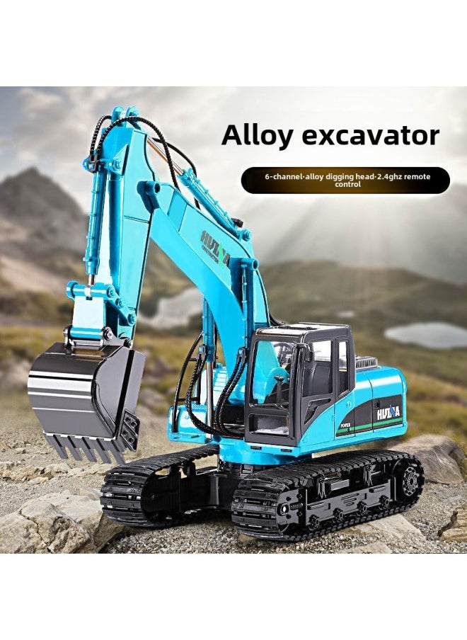 Remote Control Excavator Children's Alloy Digging Toy Wireless Electric Engineering Vehicle Large Boy Birthday Gift-Color:❉ ✲ ❀ ✿ 6-way Alloy Excavator  ✿ ❀ ✲ ❉-Proportion:❉✲❀✿Medium Configuration  6 Cars✿❀✲❉