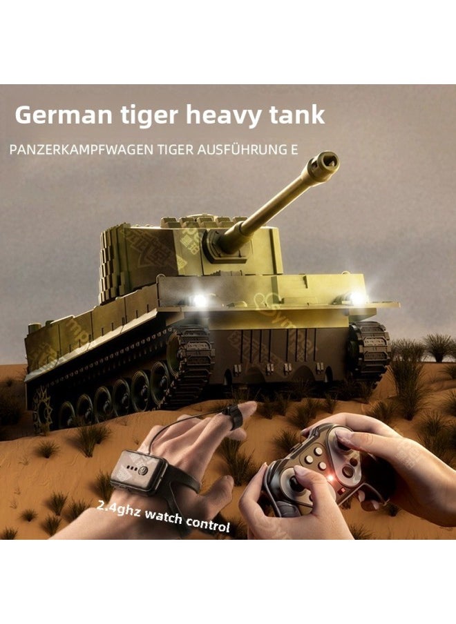 Tiger Heavy-duty Remote Control Tank Toy Children's Boy Model Simulation Car Track Charging Electric Launchable-Color:Medium/99 Style  Sound And Light/simulated Cannon-Specifications:Official Standard