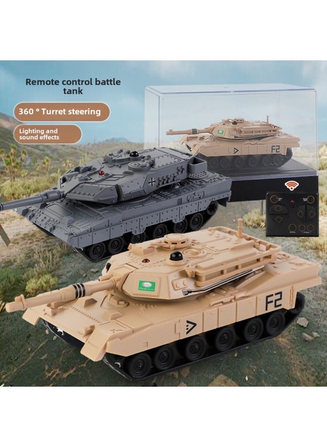 Children's 2.4g Remote Control Tank Six-way Competitive Battle Crawler Off-road Armored Vehicle Simulation Electric Toy Model-Color:2.4g 6-way Remote Control Tank (Brown)