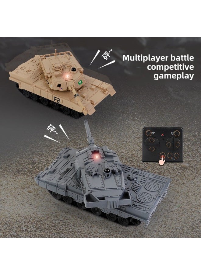 Children's 2.4g Remote Control Tank Six-way Competitive Battle Crawler Off-road Armored Vehicle Simulation Electric Toy Model-Color:2.4g 6-way Remote Control Tank (Brown)