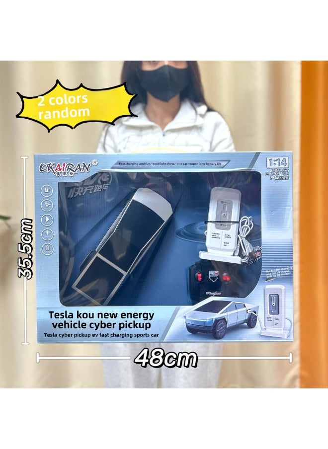 Children's Wireless Charging Remote Control Car Climbing Car Racing Model Big Gift Box Boy Toy Car Agency Renewal Gift-Color:2019-178 Cyber ​​pickup Energy Remote Control Car [2 Colors Random]