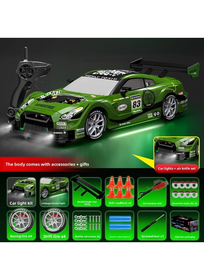 Professional Rc Remote Control Car Adult High-speed Driftable Car Electric Flat Running Car Model Four-wheel Drive Racing Toy Car Boy-Color:Green-Scale:3 Sets Of Batteries