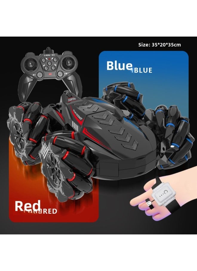 Double-sided Drift Remote Control Car Gesture Remote Control Induction Spray Car Four-wheel Drive Off-road Vehicle Children's Toys Cross-border-Color:8057 Double-sided Spray With Music-red-handle Remote Control Watch Remote Control (Chinese Version