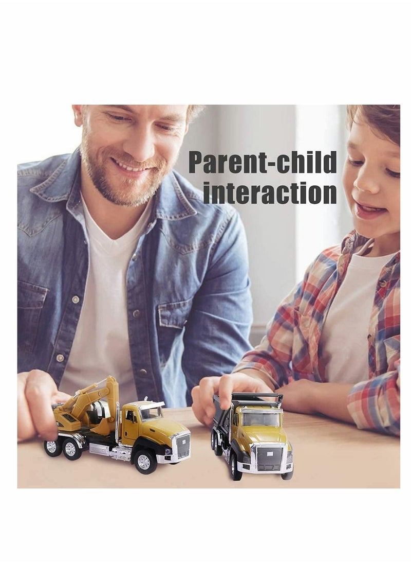 Model Toys Cars, 3 Pack of Diecast Engineering Construction Vehicles, Metal Collectible Pull Back Car with Opening Doors for Boys and Girls (Dump Truck, Digger, Mixer Truck)