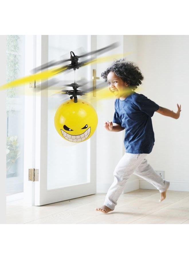 Cute Face Ball Hand Induction Aircraft Flying Toy Mini USB Helicopter with Light (#3)