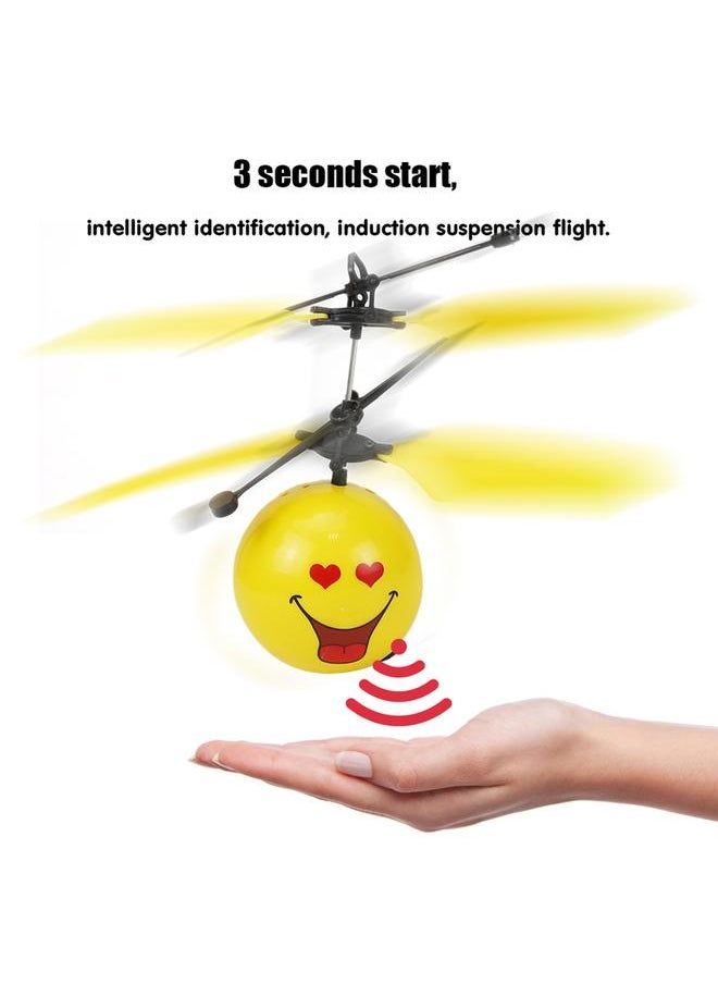 Cute Face Ball Hand Induction Aircraft Flying Toy Mini USB Helicopter with Light (#2)