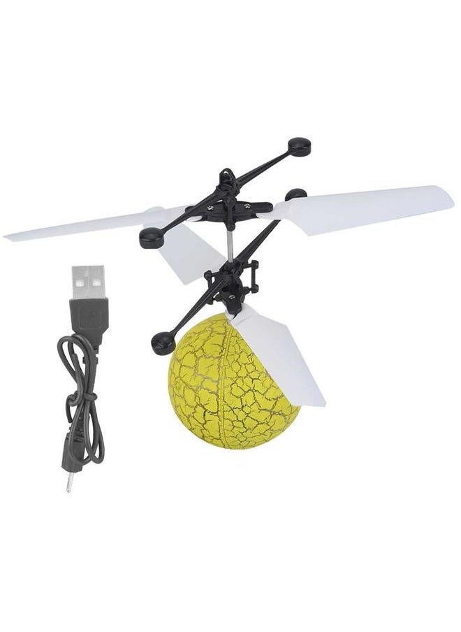 Mini USB Charging Hand Induction Aircraft Flying Toy Ball Helicopter with Light(Yellow)