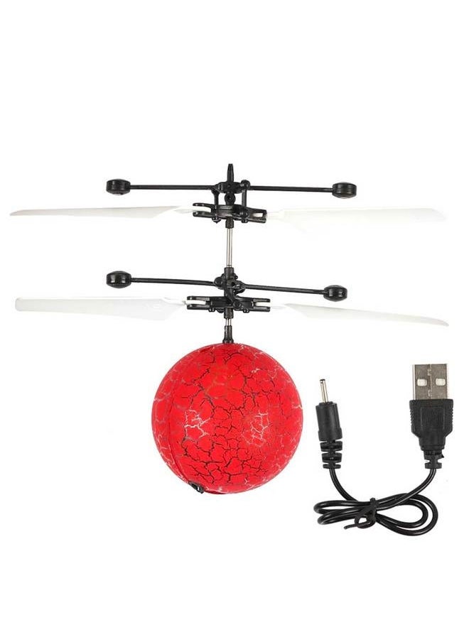 Mini USB Charging Hand Induction Aircraft Flying Toy Ball Helicopter with Light(Red)