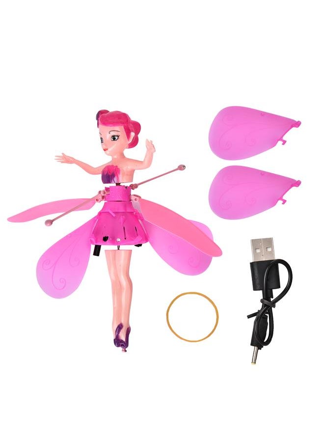 Electronic Pink Flying Fairy Doll Baby Kids Toys Infrared Induction Control Children USB (Pink)