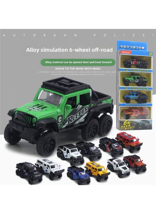6x 6 Alloy 6-wheel Off-road Vehicle Model Four Sets 1:50 Huili Open Door Toy Car Product-Color:C 6-wheel Painted Off-road Vehicle