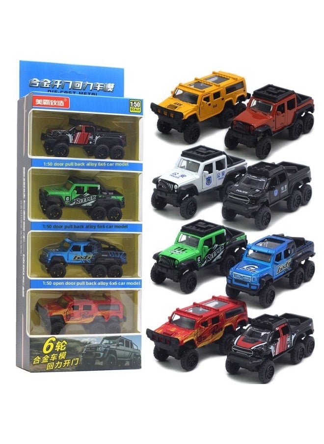 6x 6 Alloy 6-wheel Off-road Vehicle Model Four Sets 1:50 Huili Open Door Toy Car Product-Color:C 6-wheel Painted Off-road Vehicle