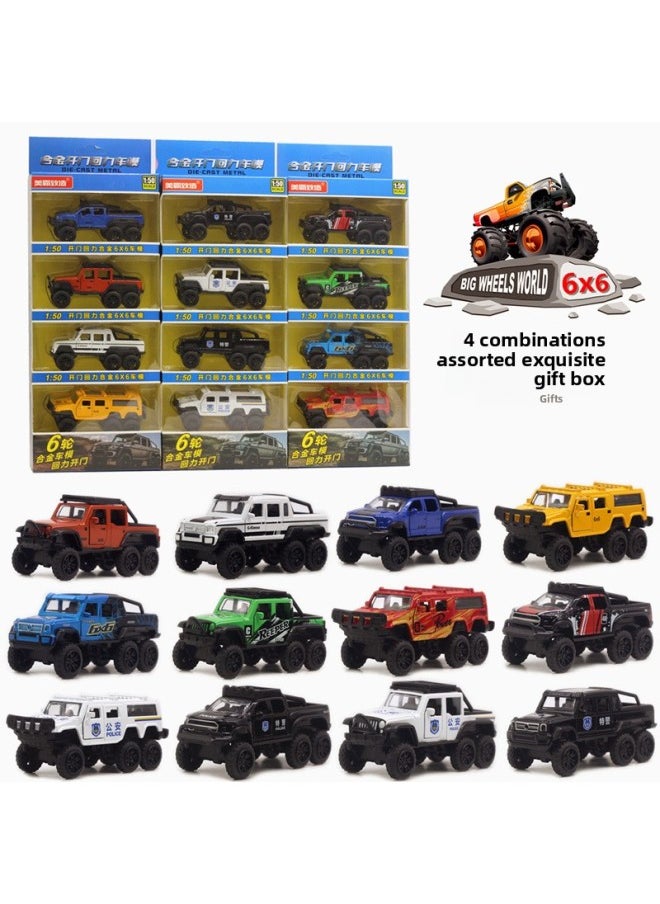 6x 6 Alloy 6-wheel Off-road Vehicle Model Four Sets 1:50 Huili Open Door Toy Car Product-Color:C 6-wheel Painted Off-road Vehicle