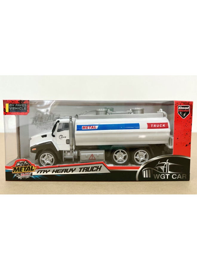 Alloy Garbage Truck Tanker Alloy Transport Truck Truck Children's Toy Car Model Silent Light-Color:Alloy Tanker Silent Light
