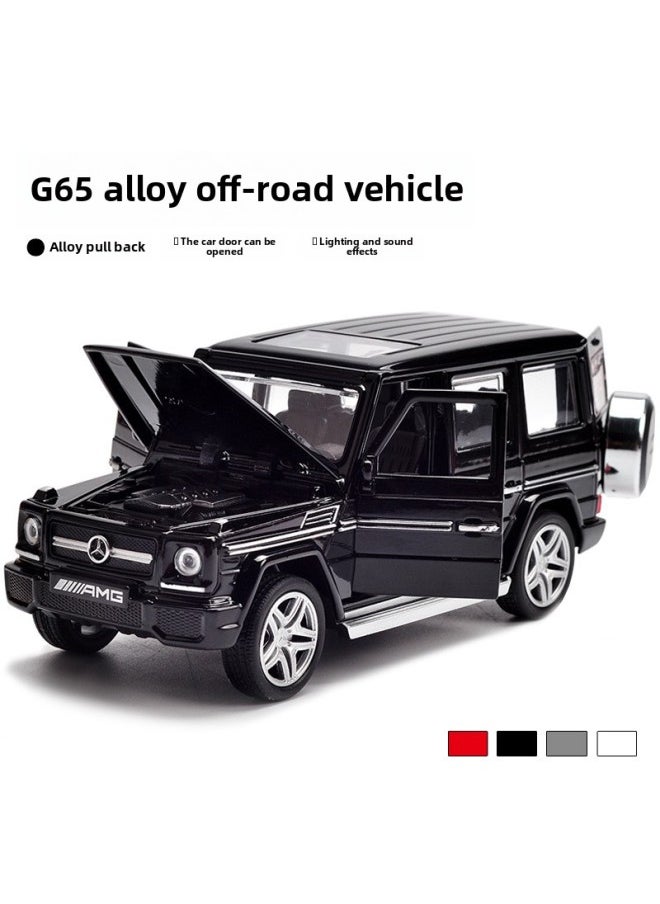 Jianyuan 3201G Simulation Big Ben G65 Alloy Car Model 1:32 Acousto-optic Huili Children's Toy Off-road Vehicle Gift Box-Color:Mercedes-Benz G65 Bright Black (boxed)