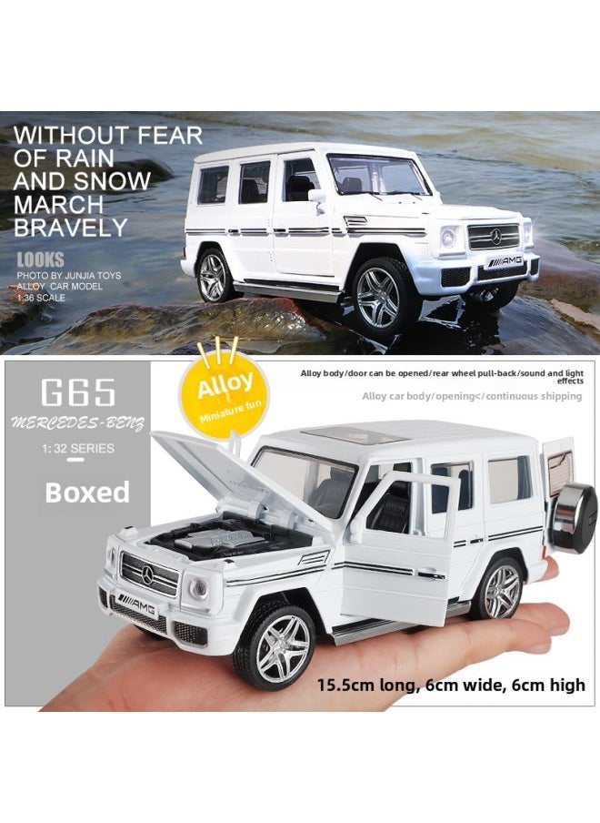 Jianyuan 3201G Simulation Big Ben G65 Alloy Car Model 1:32 Acousto-optic Huili Children's Toy Off-road Vehicle Gift Box-Color:Mercedes-Benz G65 Bright Black (boxed)