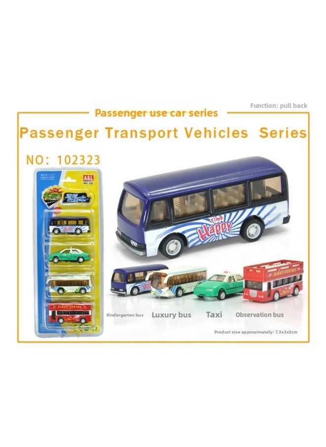 Aoli City Engineering Transportation Series Mini Car Bus Fire Alloy Car Model Sliding Back Force 4 Pack-Color:Aoli 102323 Huili Passenger Transport