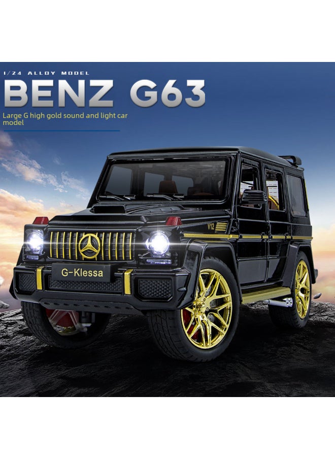 1:24 Large G G63 Large Alloy Car Model Off-road Vehicle Six-door Children's Toy Car With Sound And Light Pull Back-Color:1: 20 Jian Yuan ModelX-Blue