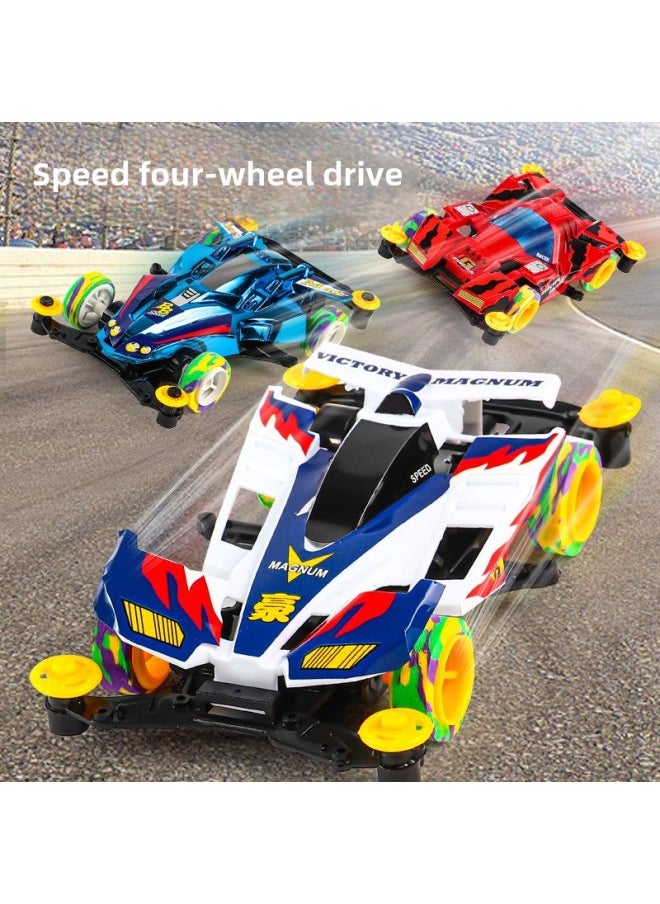 Assembled Four-wheel Drive Children's Electric Assembled Racing Model Playable Night Market Stall Four-wheel Drive Toy Supply Wholesale-Color: Assembled Four-wheel Drive
