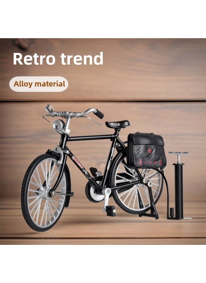 Nostalgic Retro Style 28 Big Bar Old Alloy Bicycle Model Bicycle Small Ornaments Toy Wholesale-Color: Shock Absorbing Mountain Bike (black)