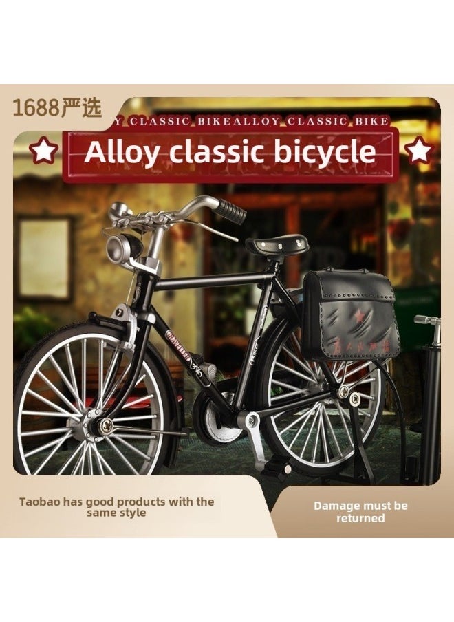 Nostalgic Retro Style 28 Big Bar Old Alloy Bicycle Model Bicycle Small Ornaments Toy Wholesale-Color: Shock Absorbing Mountain Bike (black)
